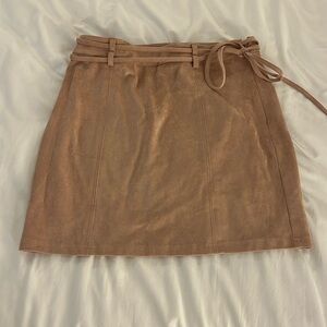 Light pink suede skirt